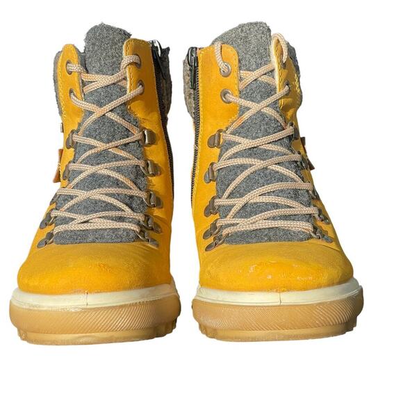 Rieker Yellow/Tan Side-Zip Lace Ankle Boots   - Size 37 - Picture 9 of 16